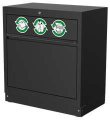 Prullenbak met 3 bakken ZWART