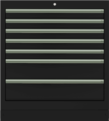 BOXO Onderkast met 7 laden RAL9017 hgre groen