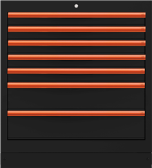 BOXO Onderkast met 7 laden RAL9017 hgr oranje