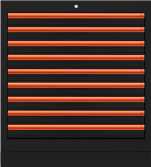 BOXO Onderkast met 9 laden RAL9017 hgr oranje