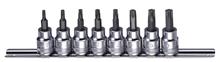 3/8" TX Dopsleutelset op rail 8-dlg.