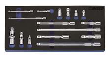 1/4", 3/8" en 1/2" Verloopdopsleutel- verlengstuk- en cardangewrichtset 16-dlg. 