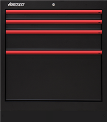 Onderkast met 4 laden RAL9017 hgr rood