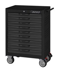 BOXO 9 Drawer trolley with MIS system, black-grey - 681x459x1000 mm