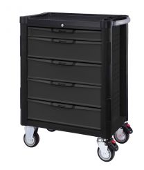 BOXO Gereedschapswagen met 5 laden en Mis-systeem, Zwart/Grijs - 1724x459x1000 mm +  1/4" & 1/2" Gereedschapset 203-Dlg.
