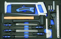 File, hammer, measuring, marking and cutting tool set 17pc