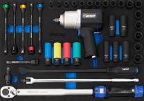 Air impact wrench set, incl. torque wrench 1/2", 37pc