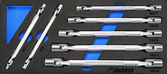 Double flex socket wrench set 7pc